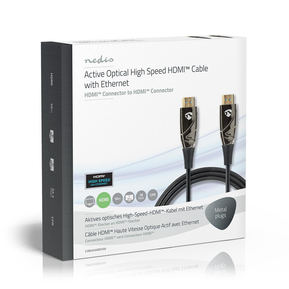 Nedis High Speed HDMI Cable with Ethernet AOC to HDMI Connector 10m - CVBG3400BK100
