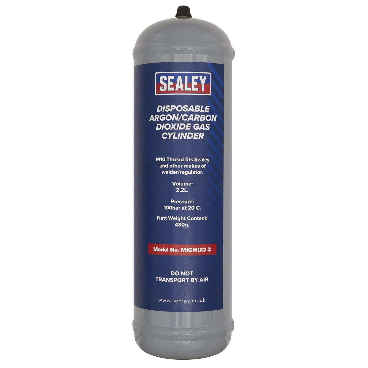 Sealey 430g 2.2L, Disposable Argon/Carbon Dioxide Gas Cylinder - Pack of 4 MIGMIX2.24