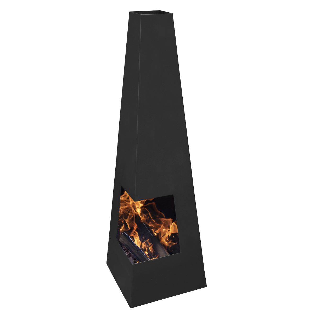 Dellonda Chiminea, Wood Burner, Heater for Outdoors W45cm x H150cm - Black Steel DG105