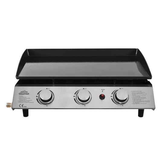 Dellonda 3 Burner Portable Gas Plancha 7.5kW BBQ Griddle, Stainless Steel - DG22 DG22