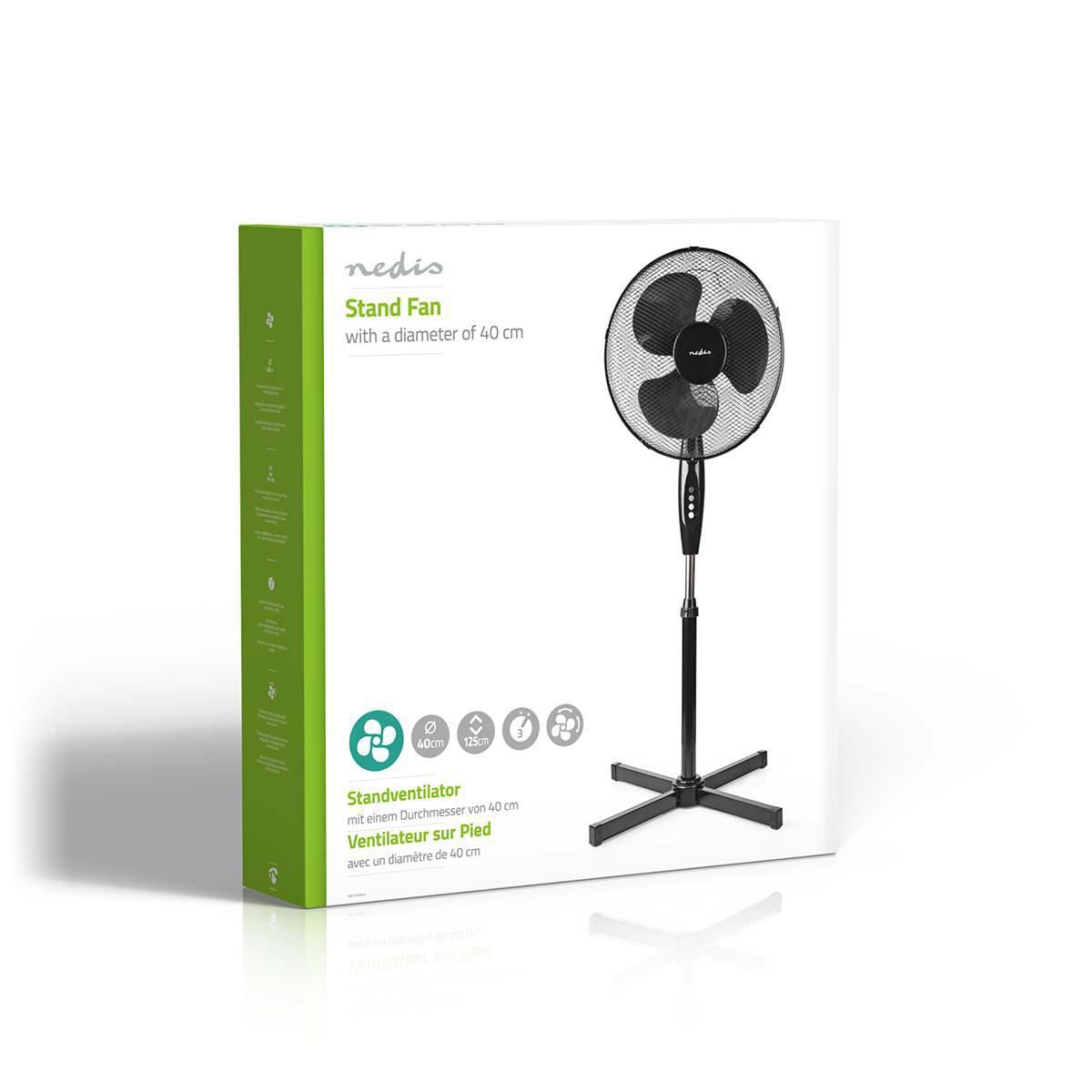 Nedis Stand Fan Diameter 40 cm 3-Speed Oscillation 45W Adjustable height Black