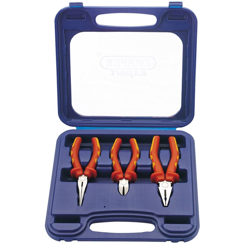 NEW Draper Expert 3pc VDE Combination Pliers Long Nose Pliers Side Cutters - 69288