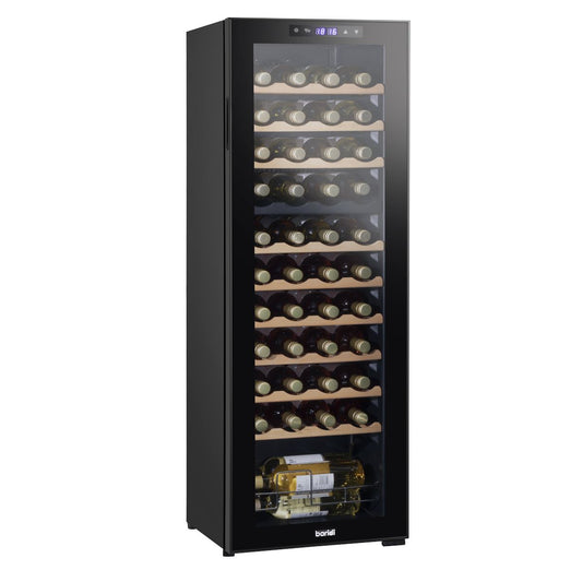 Sealey Baridi 44 Bottle Dual Zone Wine Cooler, Fridge with Digital Touch Screen Controls, Wooden Shelves & LED Light, Black DH92