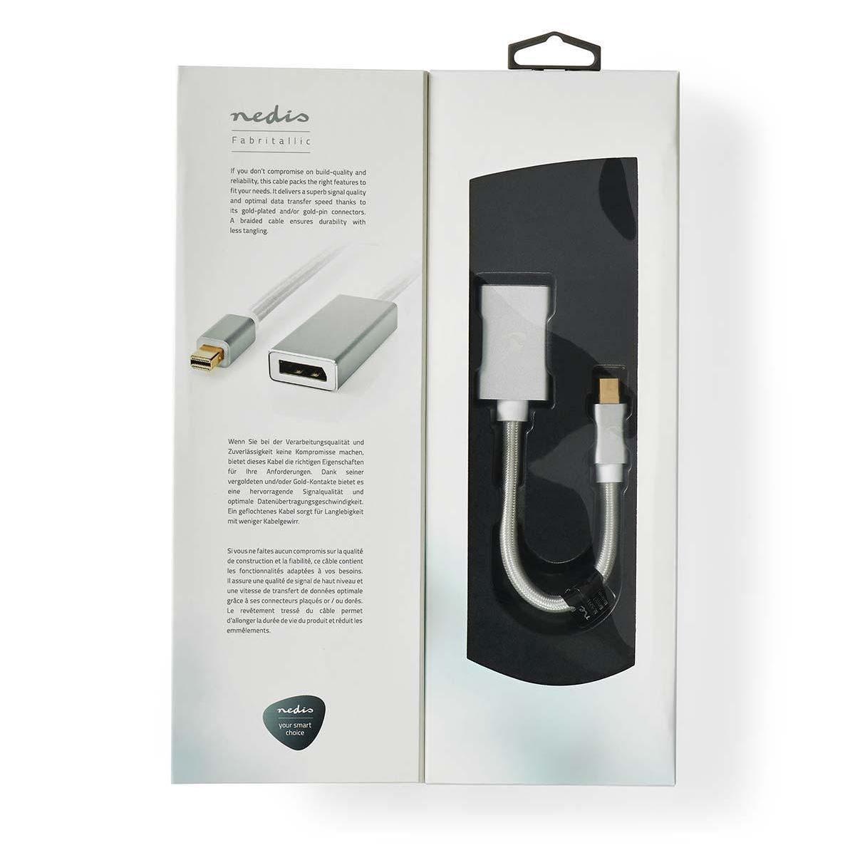 Silver Nedis 1.2 Mini DisplayPort Male to HDMI Female 21.6 Gbps 0.2m 20cm 4K - CCTB37450AL02