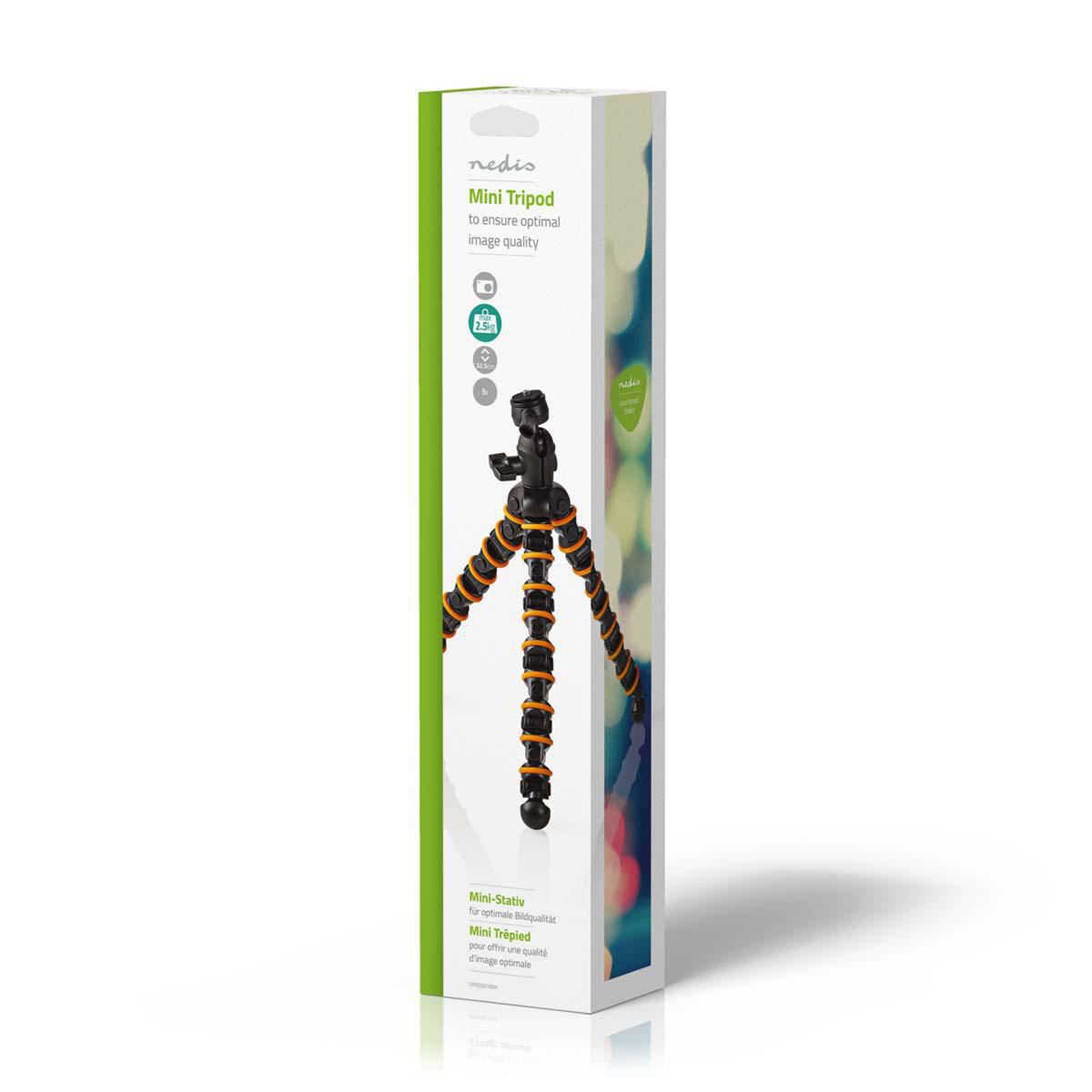 Nedis Mini Tripod Max 2.5 kg 30.0cm Flexible Black/Orange GPOD3210BK
