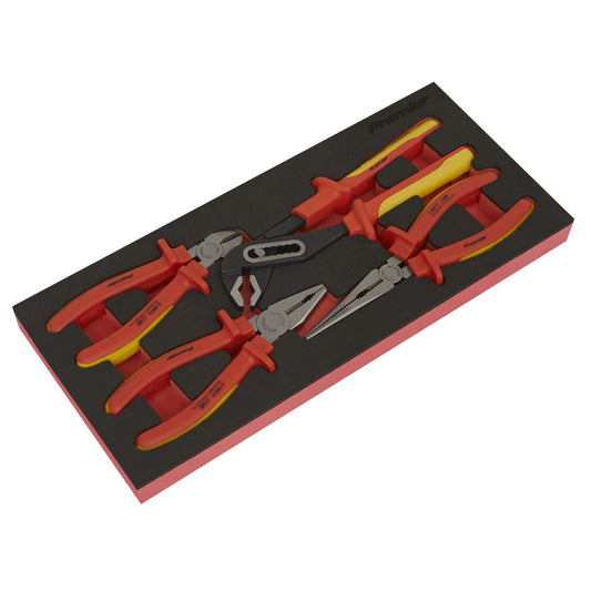 Sealey Insulated Pliers Set 4pc with Tool Tray - VDE Approved TBTE07