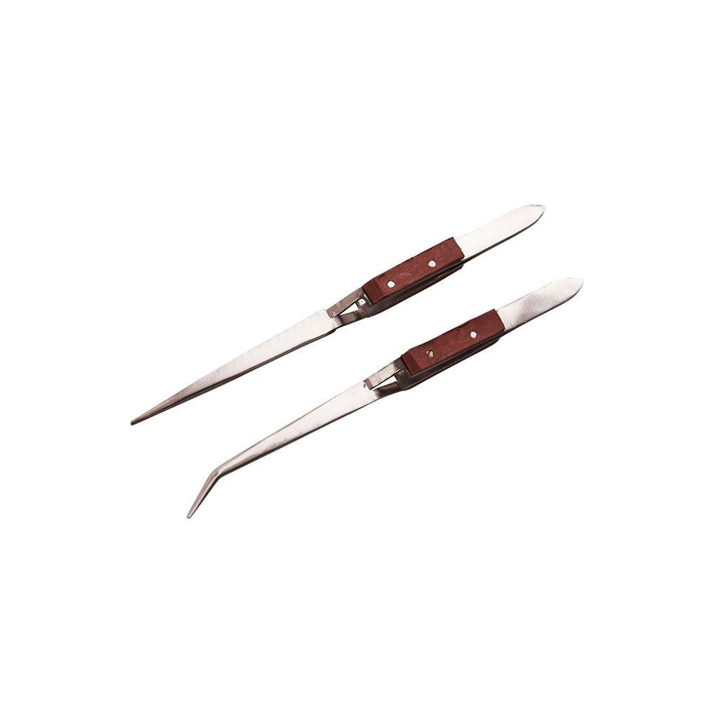 Amtech 2 Piece Wooden Handle Tweezer Set - R0380