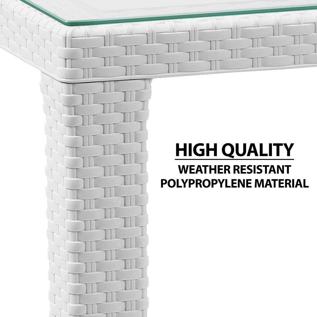 Sealey Dining Table Weather Resistant, Glass Top 80x80cm White DG208