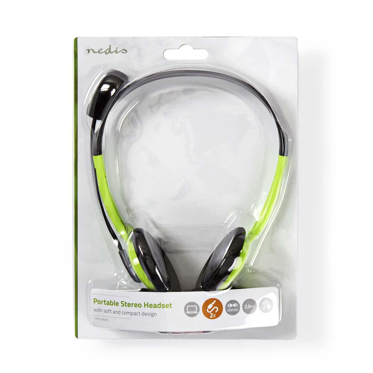 Nedis PC Headset On-Ear 2x 3.5mm Connectors 2m Green CHST100GN