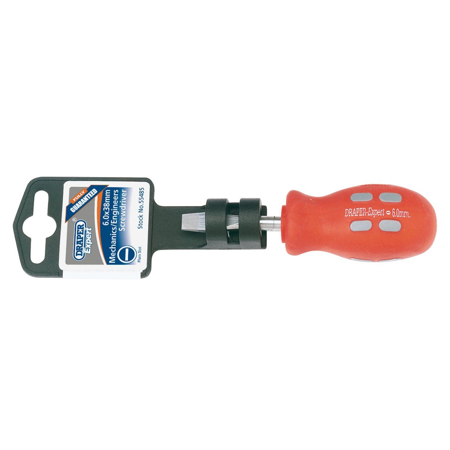 Draper 1x Expert 6mmx38mm Plain Slot Flared Tip Mechanics Screwdriver Work Tool - 55485