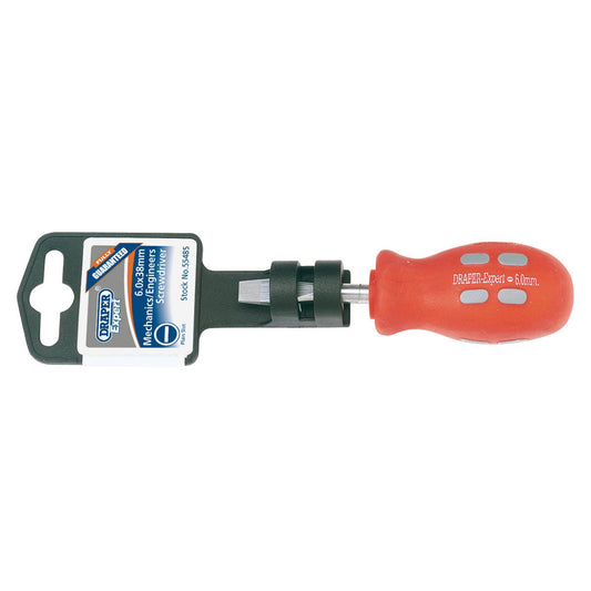 Draper 1x Expert 6mmx38mm Plain Slot Flared Tip Mechanics Screwdriver Work Tool - 55485