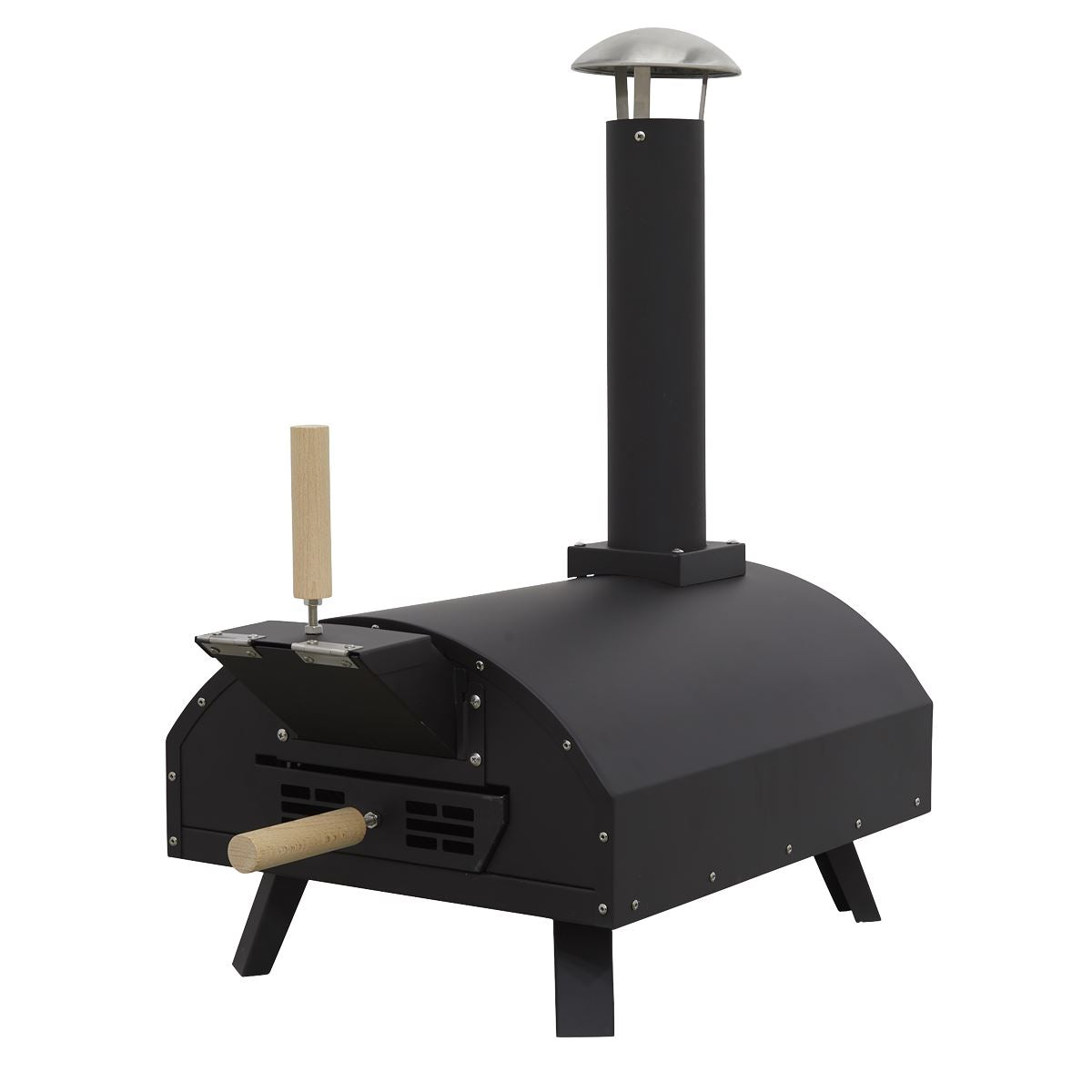 Dellonda Portable Wood-Fired 14" Pizza & Smoking Oven - Black/Stainless Steel DG10