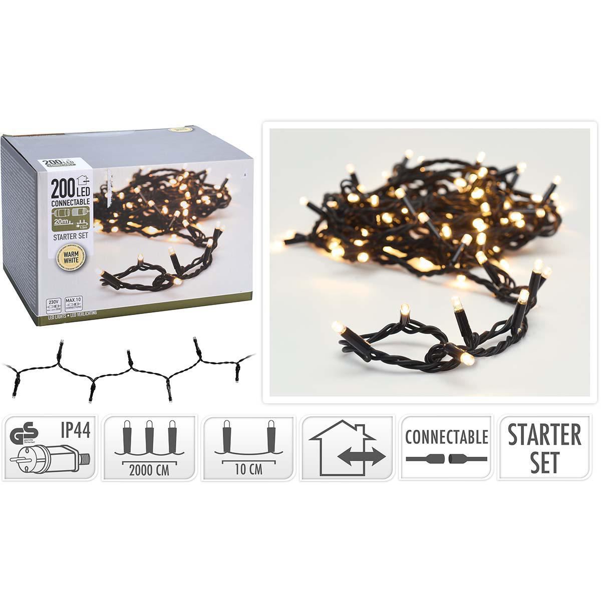 S.I.A CONNECTABLE CHRISTMAS LIGHTS STARTER SET 200 LED WARM WHITE 230 V - AX4231010