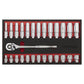 Sealey Ratchet Wrench & Socket Set 27pc 1/2"Sq Drive AK66723