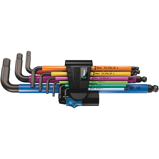 Wera 950 Spkl/9 Sm N Hf Hex Key Set 1.5-10 Long B/End Multi 9Pc 022210
