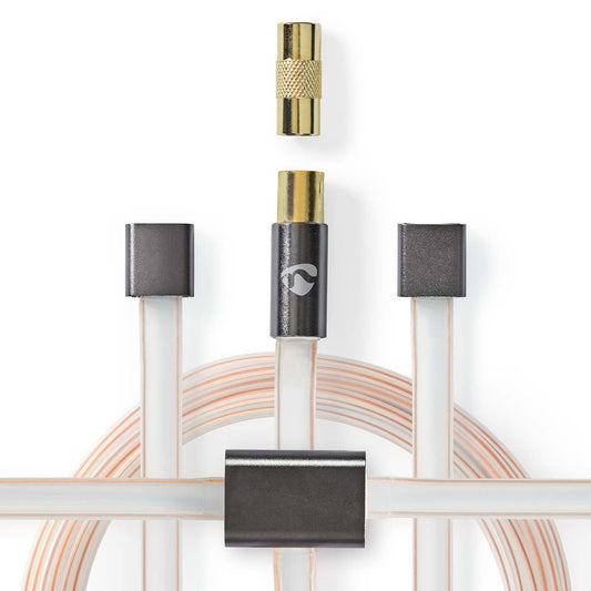 Coax Cable IEC Coax Male IEC Coax Male Gold 50Ohm Unshielded 2m Flat Anthracite