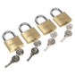 Sealey Brass Body Padlock Brass Cylinder 40mm Key Alike Pack of 4 S0992