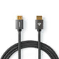 Nedis 3m HDMI Connector to HDMI Connector Gun Metal Grey Braided Cable - CVTB34000GY30