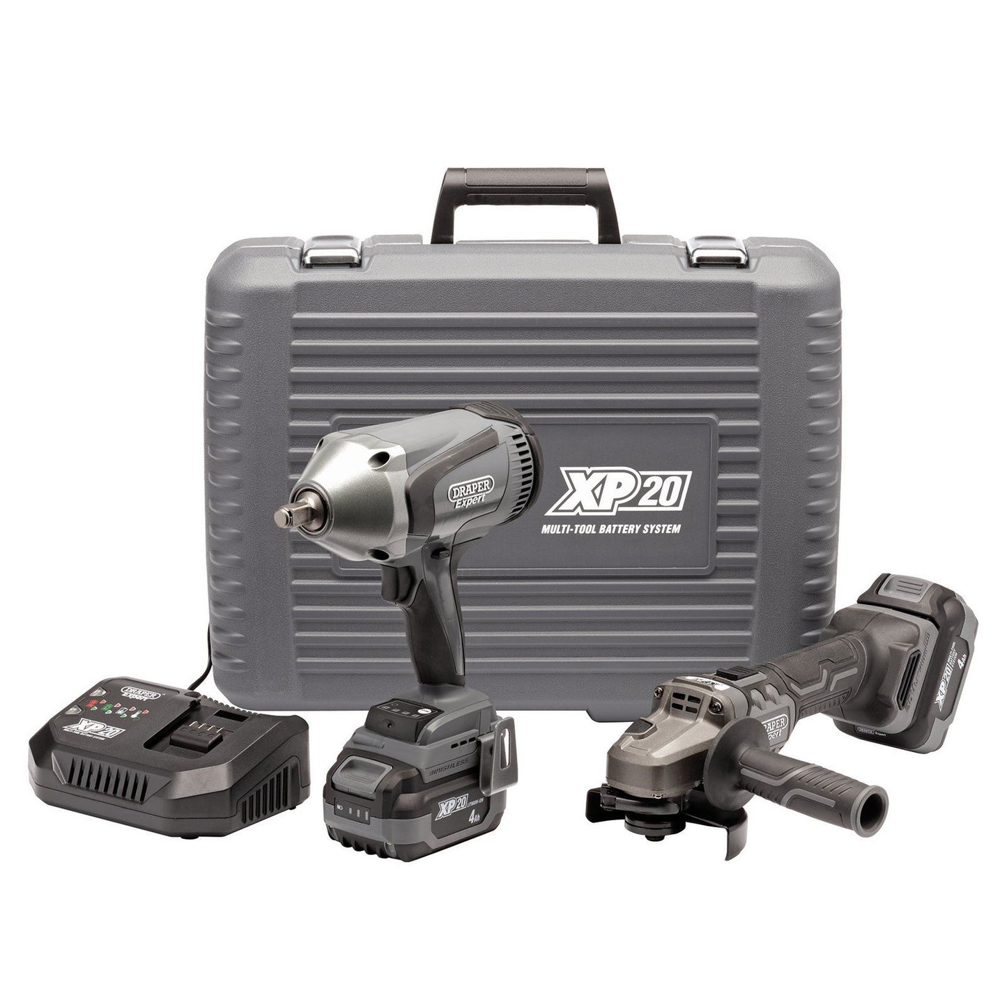 Draper XP20 20V Cordless Grinder and 1/2" Impact Wrench Kit PTKIWGK2 - 24047