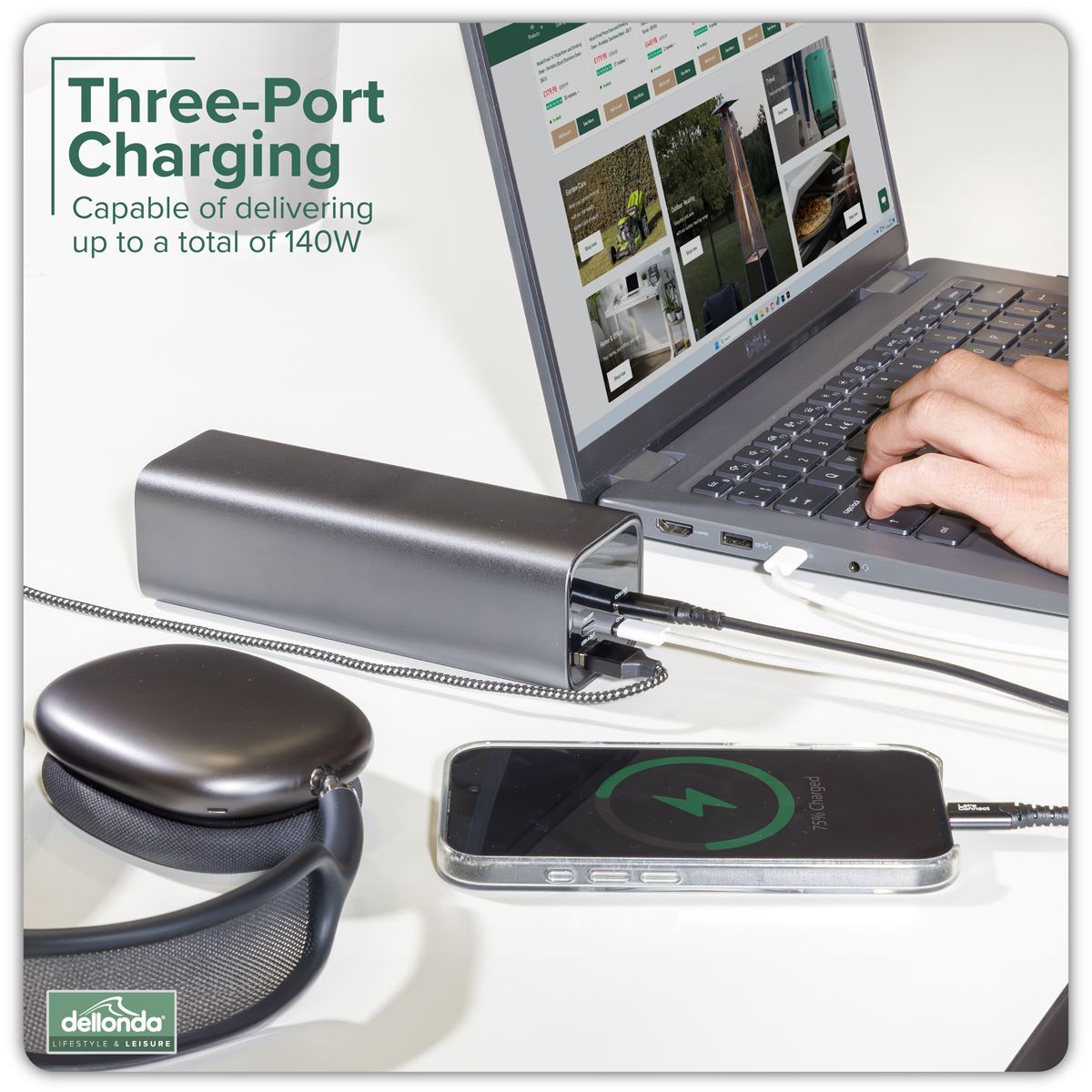 Dellonda Portable Power Bank 140W 27000mAh DL168