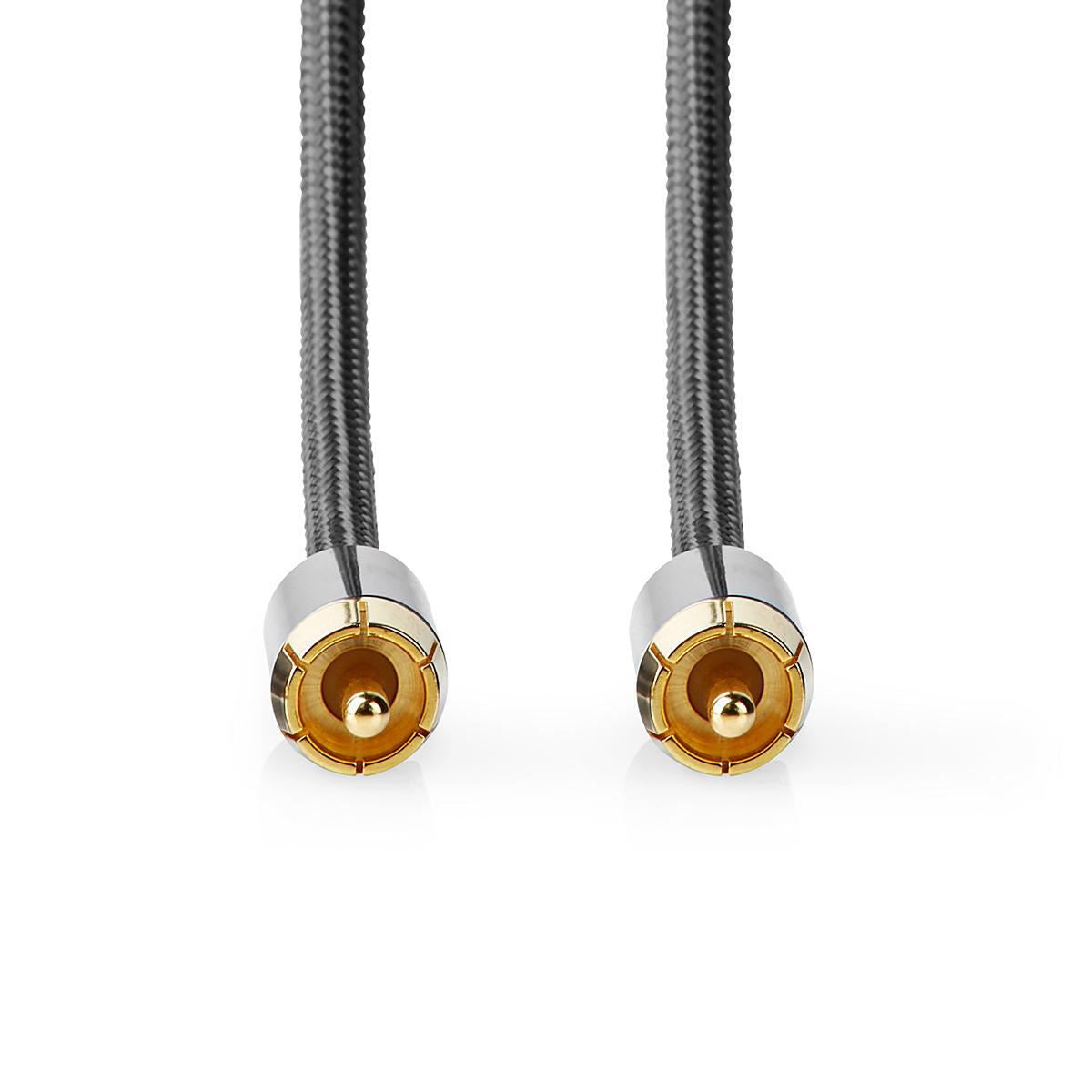 Nedis 3m Subwoofer Cable RCA Male to RCA Male Gun Metal Grey Braided Cable - CATB24100GY30