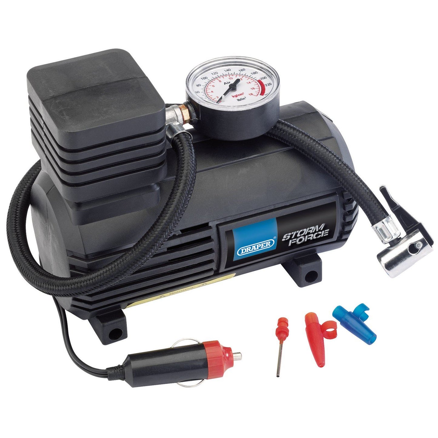Draper 12v Air Compressor Car/Van/Bike Wheel Tyre Inflator Pump PSI & BAR 81023