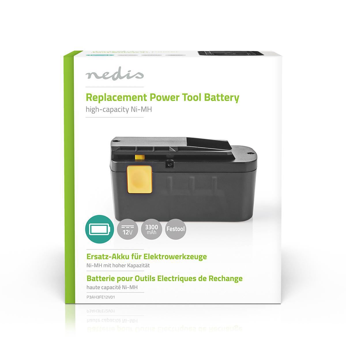 Nedis Power Tool Battery Ni-MH 12V 3.3Ah 39.6Wh Replacement for Festool