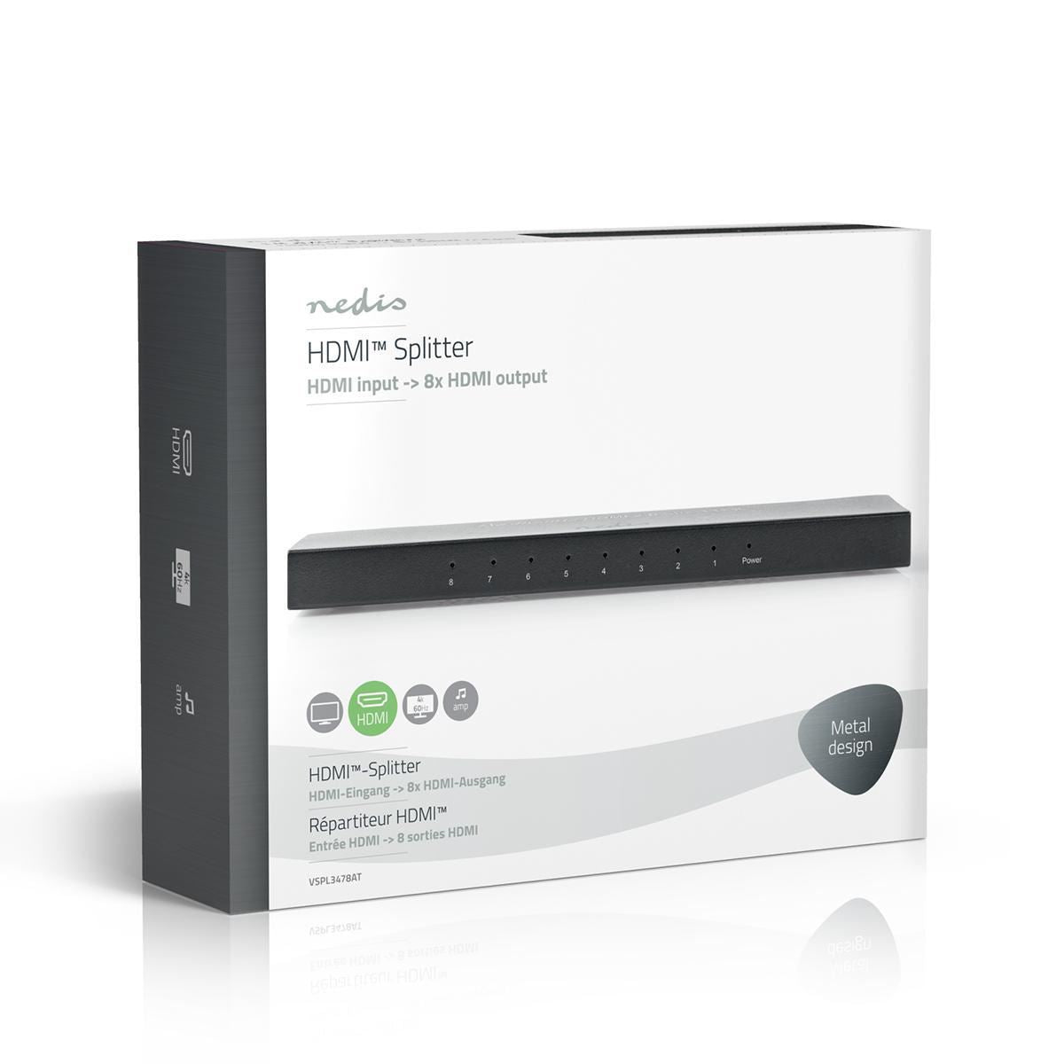 Nedis HDMI Splitter 8-Port HDMI Input 8x HDMI Output 4K@60Hz 18 Gbps Anthracite - VSPL3478AT