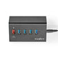 Nedis USB Hub 5-Port USB 3.0 Powered QC3.0 Charge Port 5 Gbps Aluminium - UHUBUP3510BK