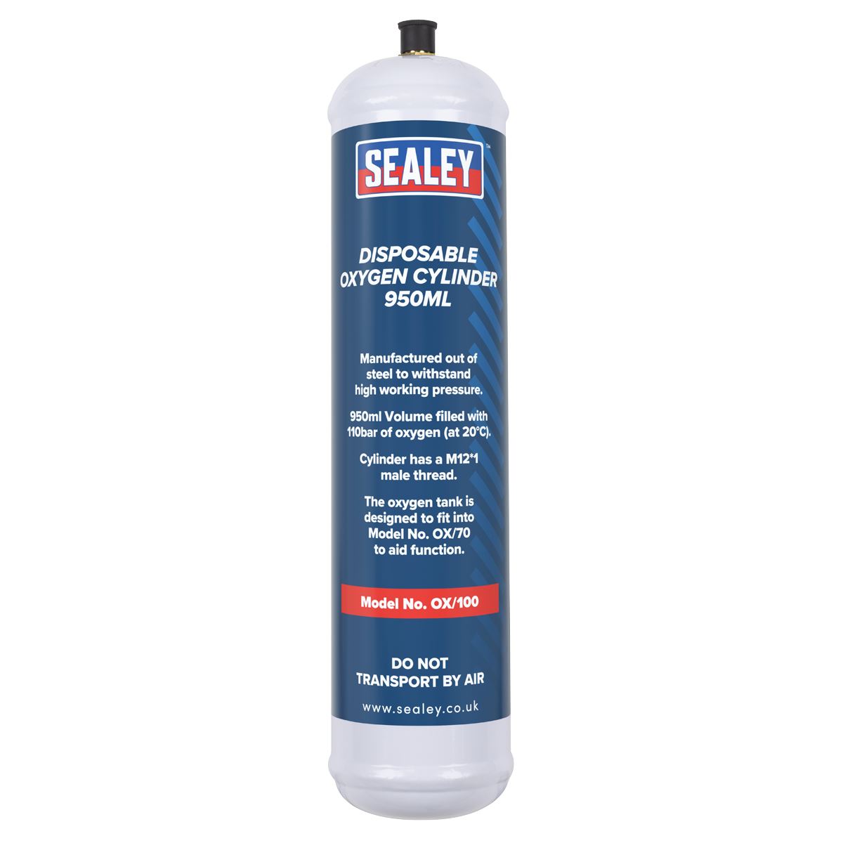 Sealey Disposable Oxygen Cylinder 950ml - Pack of 6 OX/1006