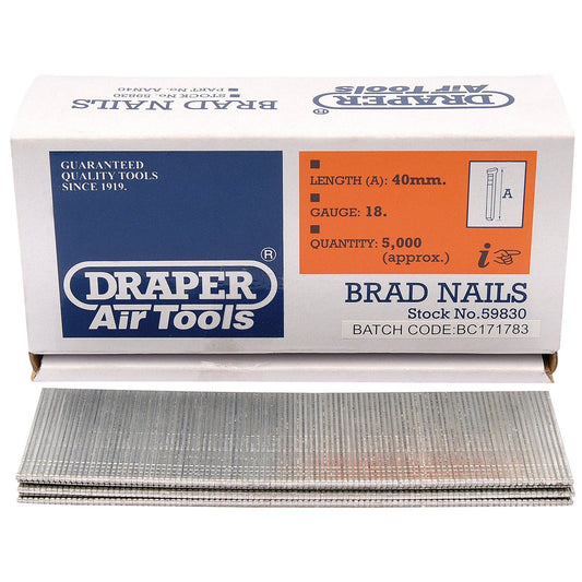 Draper 40mm Brad Nails (5000) AAN40 - 59830