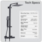 Baridi Thermostatic Shower Mixer Set, 20x20cm Square Head, Adjustable Rail