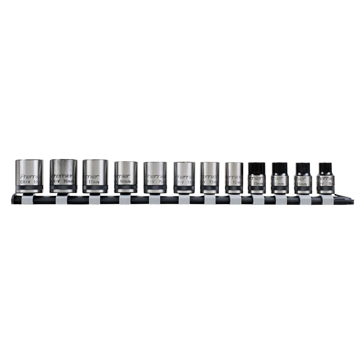 Premier Socket Set 12pc 3/8"Sq Drive Lock-On 6pt Metric - Black Series AK2741B