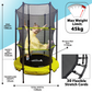 Dellonda 55" Mini Trampoline with Safety Enclosure Net Outdoor Children's Trampoline Jumping Training DL65