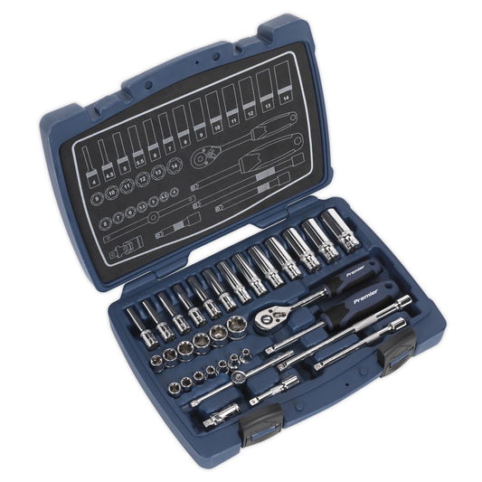 Sealey Socket Set 33pc 1/4"Sq Drive 6pt WallDrive Metric AK8990