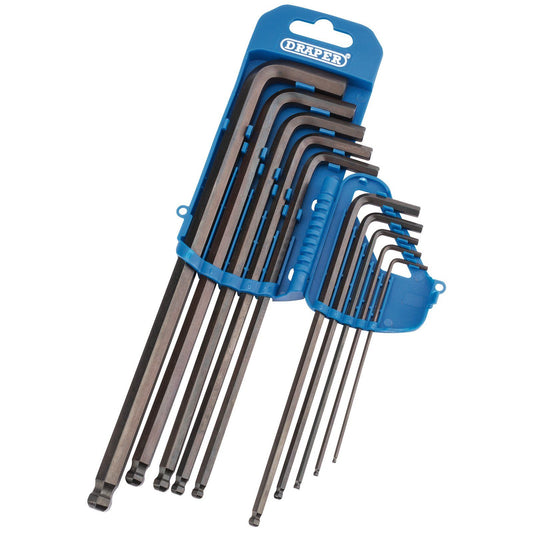 Draper 10 Pce EXTRA LONG Metric Ball End Hex/Allen Key Set 2mm-10mm + Rack 33719