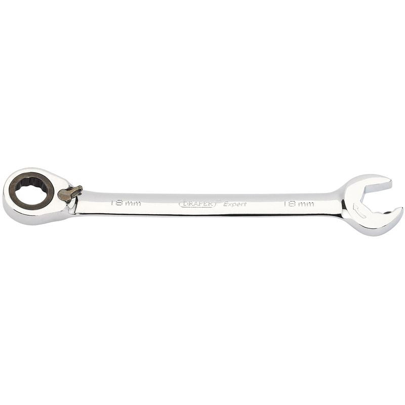 Draper 1x Expert 18mm Expert Hi-Torq Metric Reversible Ratchet Open End Spanner - 06850