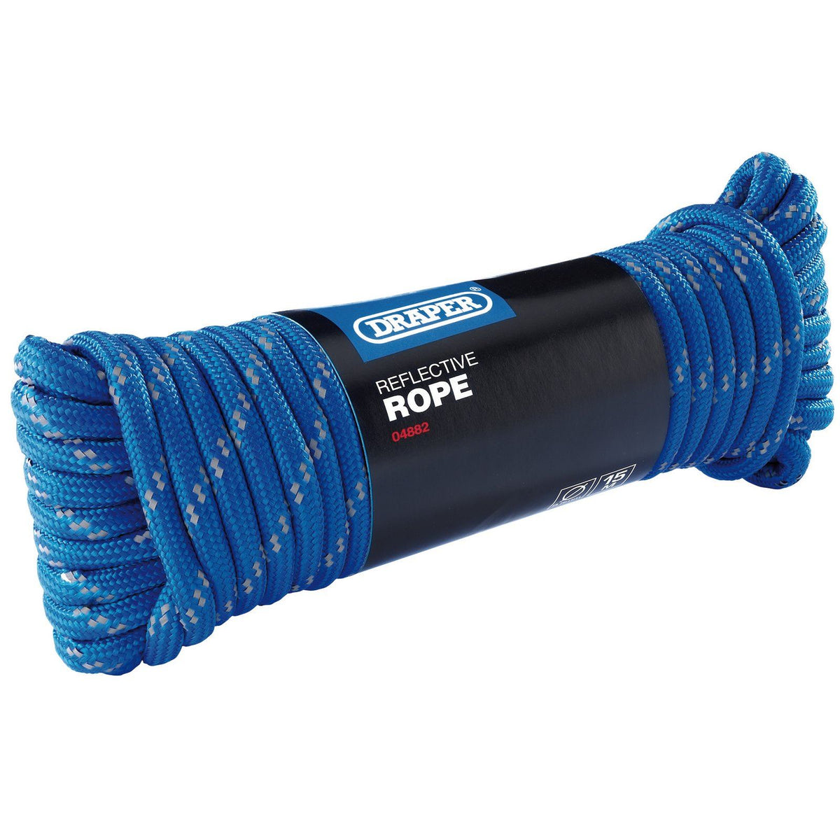 Draper Reflective Polypropylene Braided Weather-Resistant Rope - 15m x 9mm - 04882