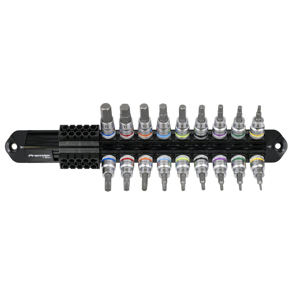 Sealey Premier Platinum Series Hex & TRX-Star Socket Bit Set 3/8"Sq Drive 18pc