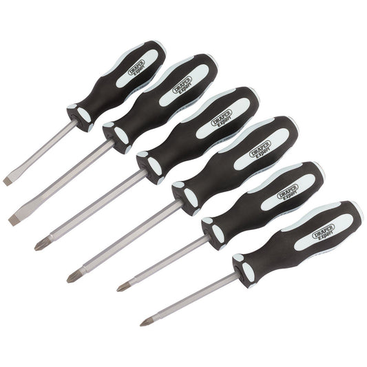 1x 6 Piece Draper Expert Quality Pound Thru Soft Grip Screwdriver Set - 63590