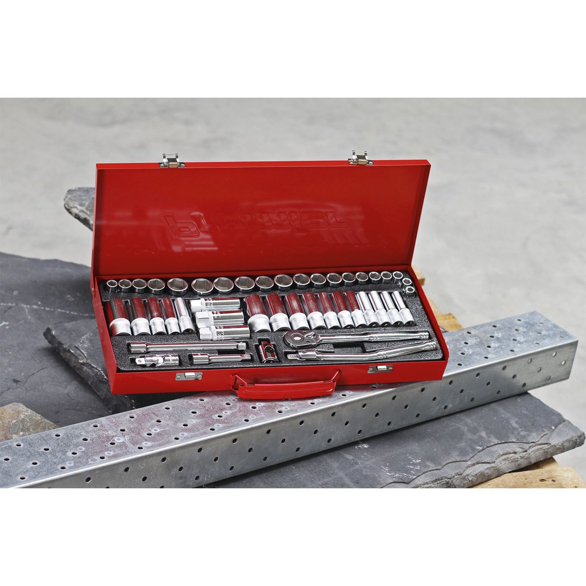 Sealey Socket Set 45pc 3/8"Sq Dr 6pt WallDrive - Metric/Imperial AK692