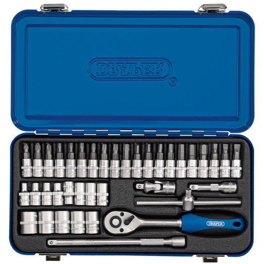 Draper 1/4" Square Drive Metric Socket Set in Metal Case (38 piece) - 16366