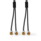 Nedis 2m Stereo Audio Cable 2x RCA Male to 2x RCA Male Gun Metal Grey Braided - CATB24200GY20