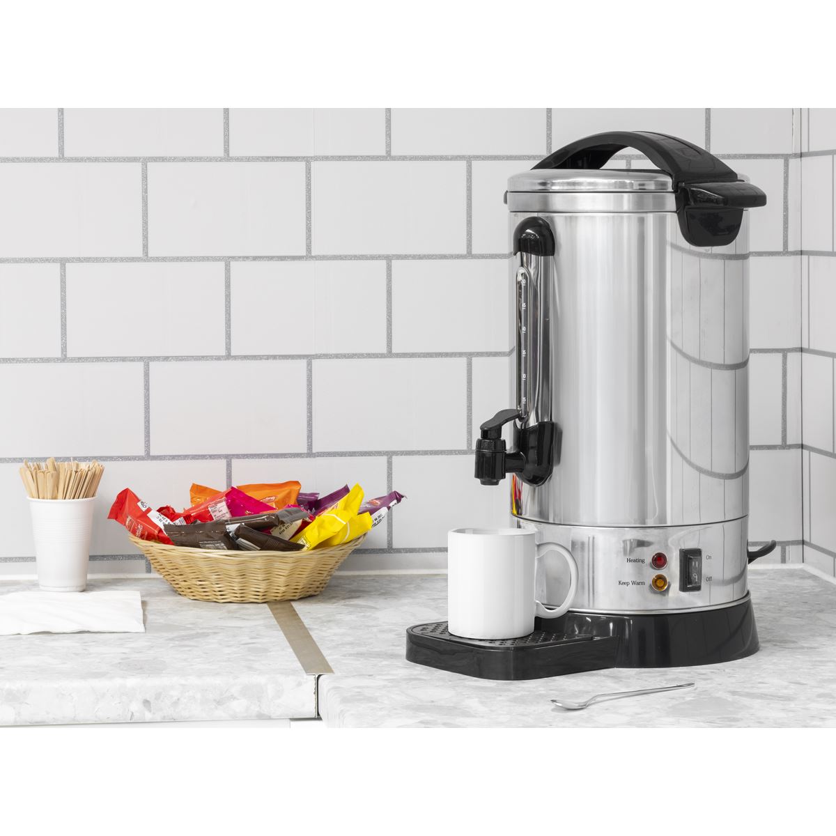 Baridi Hot Water Boiler/Tea Urn 10L Capacity, Stainless Steel DH269