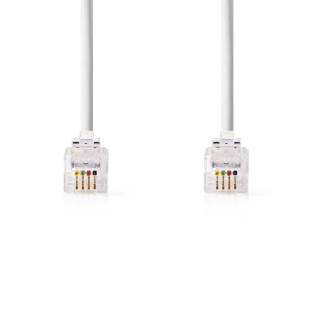 Nedis Telecom Cable RJ10 Male to RJ10 Male 2m White TCGP90100WT20