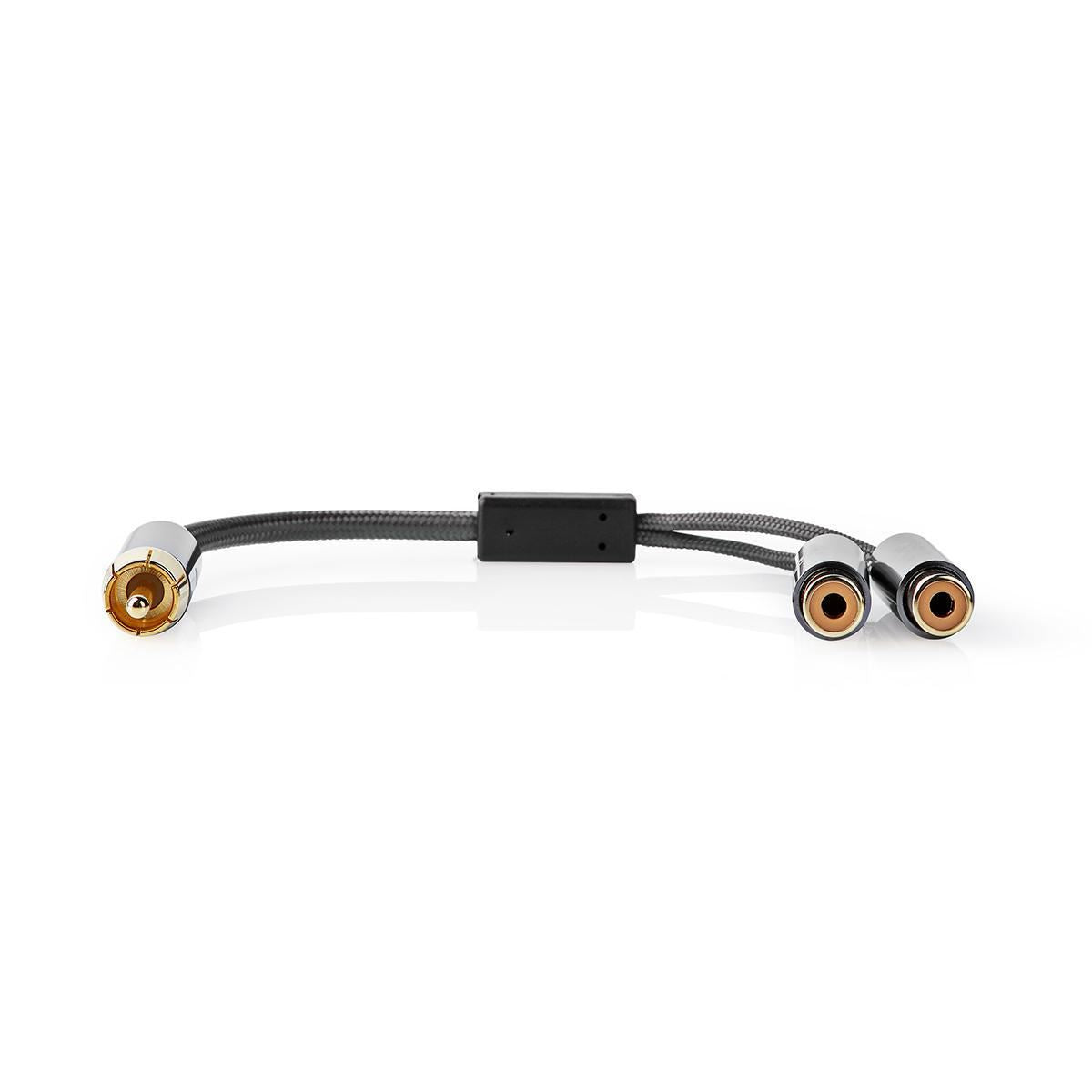 Nedis Subwoofer Cable RCA Male to 2x RCA Female Gun Metal Grey Braided Cable - CATB24010GY02