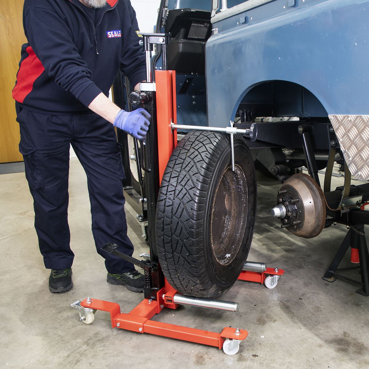 Sealey Wheel Removal/Lifter Trolley 80kg Quick Lift WD80