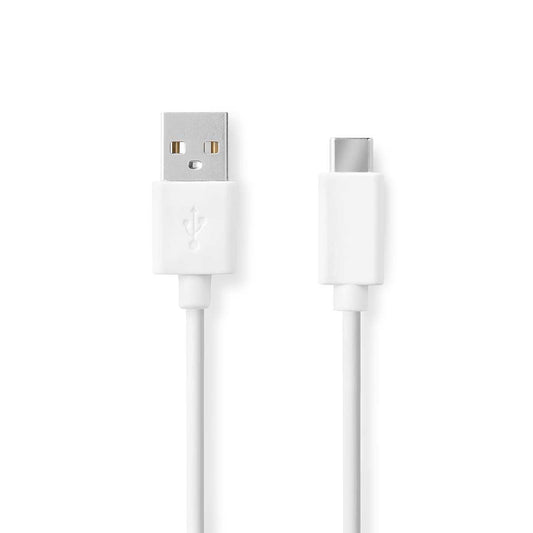 Nedis USB Cable USB 2.0 USB-A Male USB-C Male 60W 480 Mbps Nickel Plated 2m Round PVC White Box