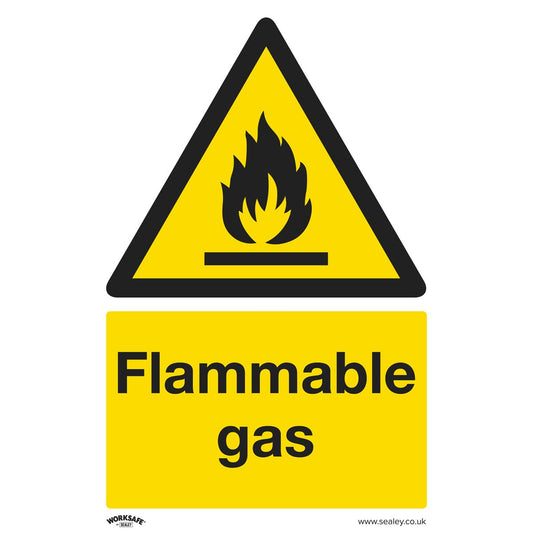 Worksafe Warning Safety Sign - Flammable Gas - Rigid Plastic SS59P1