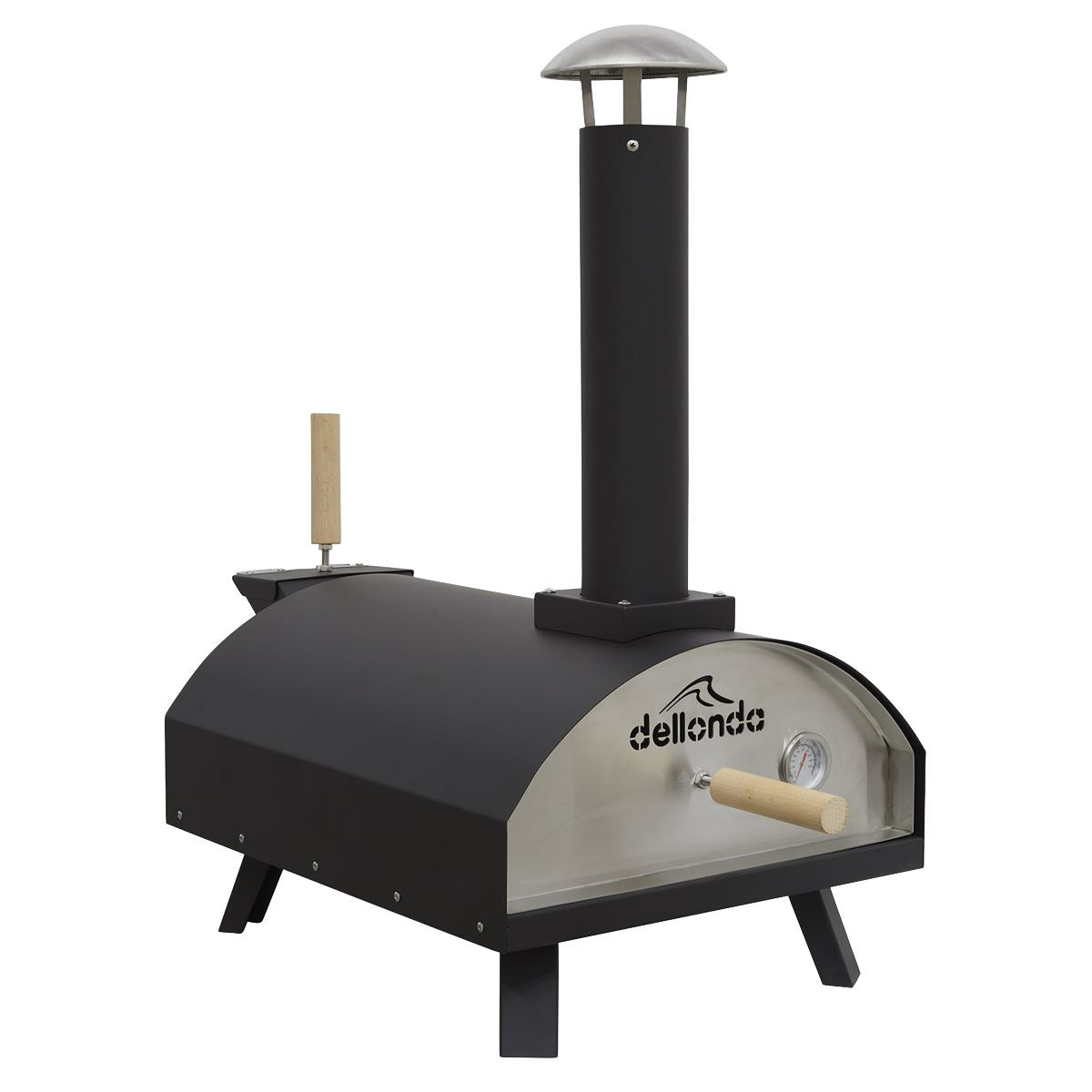 Dellonda Portable Wood-Fired 14" Pizza & Smoking Oven - Black/Stainless Steel DG10